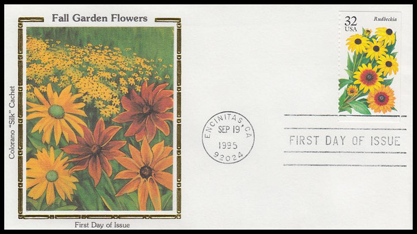 2993 - 2997 / 32c Fall Garden Flowers Set of 5 Colorano Silk 1995 FDCs