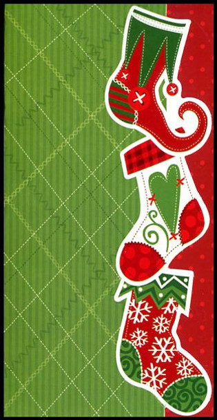 Christmas Stockings Cutout Money and Gift Card Holder Christmas Card with Envelope Set of 2