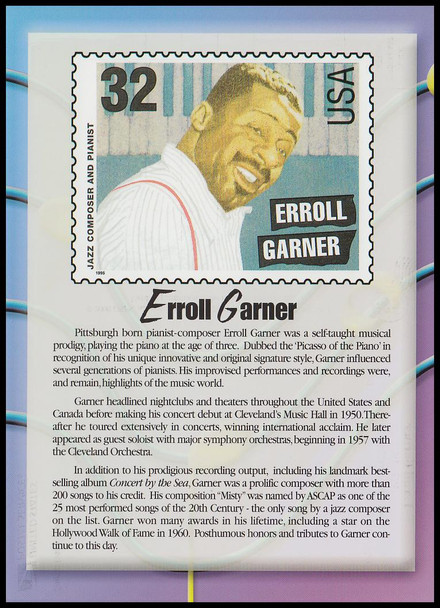 Erroll Garner Stamp : Black Heritage Series Collectible Postcard