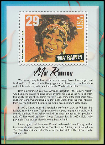 Ma Rainey Stamp : Black Heritage Series Collectible Postcard