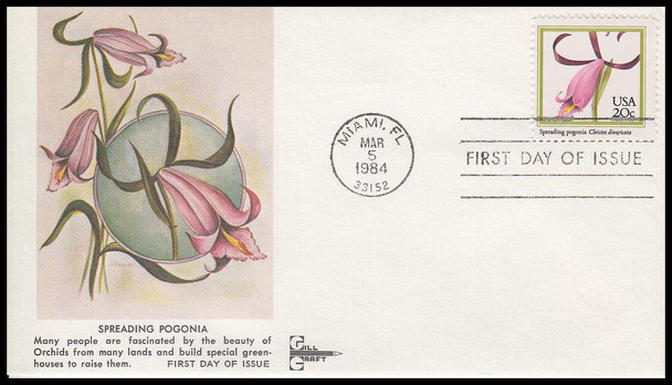 2076 - 2079 / 20c Orchids Set of 4 Gill Craft 1984 First Day Covers