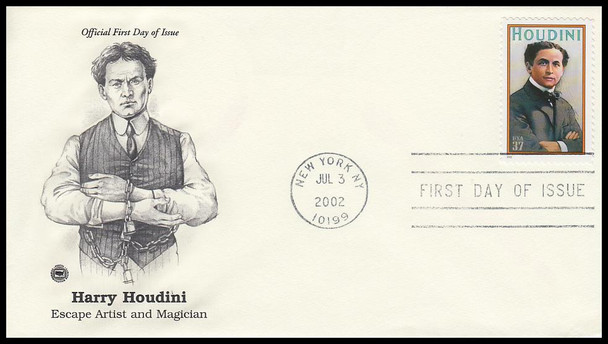3651 / 37c Harry Houdini : Magician 2002 PCS First Day Cover