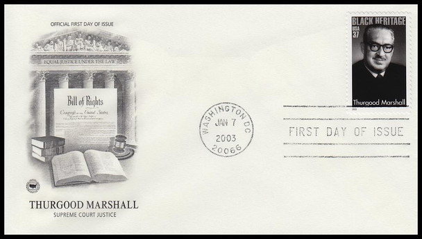 3746 / 37c Thurgood Marshall : Supreme Court Justice : Black Heritage Series 2003 PCS First Day Cover