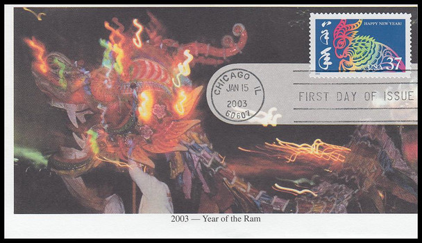 3747 / 37c Year of the Ram : Chinese Lunar New Year 2003 Mystic First Day Cover