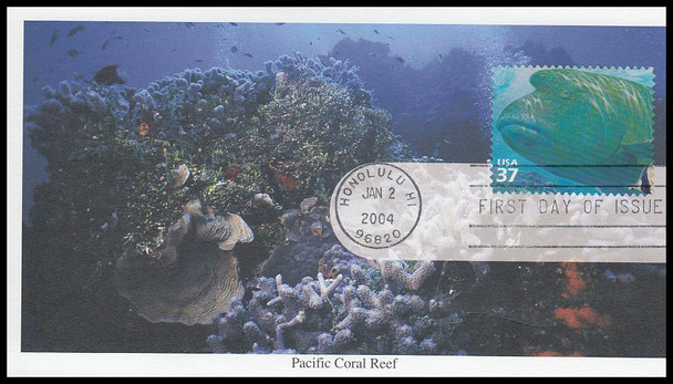 3831b / 37c Humphead Wrasse : Pacific Coral Reef 2004 Mystic FDC