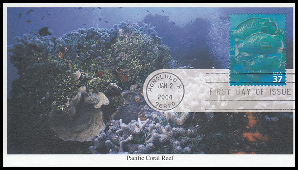 3831c / 37c Humphead Parrotfish : Pacific Coral Reef 2004 Mystic FDC