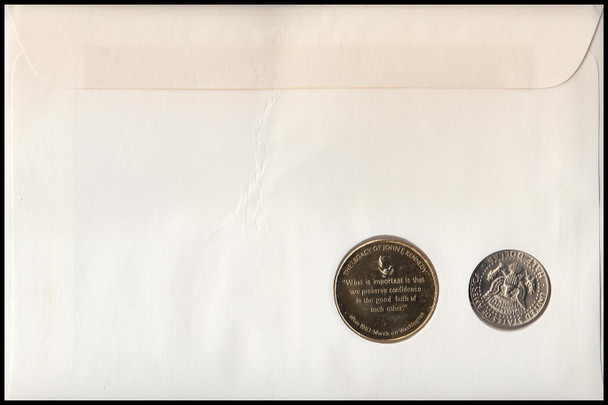 Sharing a Dream - Martin Luther King : The Legacy of John F. Kennedy Half Dollar and Medal 1986 Commemorative Cover (MODERATE TONING and CREASES THROUGHOUT)