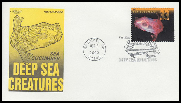 3439 - 3443 / 33c Deep Sea Creatures Set of 5 Artmaster 2000 First Day Covers