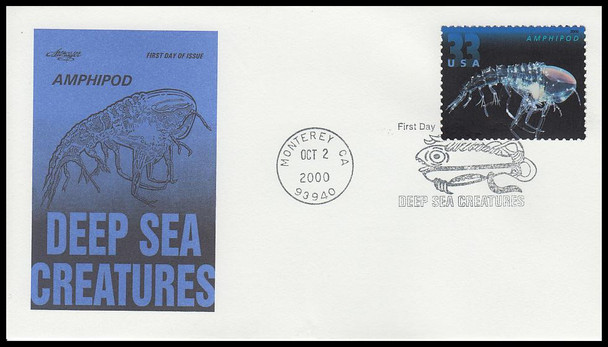 3439 - 3443 / 33c Deep Sea Creatures Set of 5 Artmaster 2000 First Day Covers