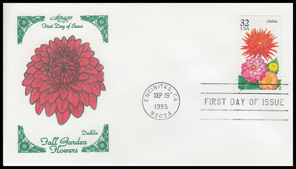 2993 - 2997 / 32c Fall Garden Flowers Set of 5 Artmaster 1995 First Day Covers