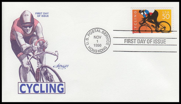 3119a-b / 50c Cycling USPS HONG KONG Postmark Set of 2 Artmaster 1996 Rare First Day Covers