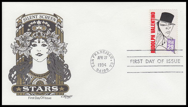 2819 - 2828 / 29c Stars of the Silent Screen Set of 10 Artmaster 1994 First Day Covers