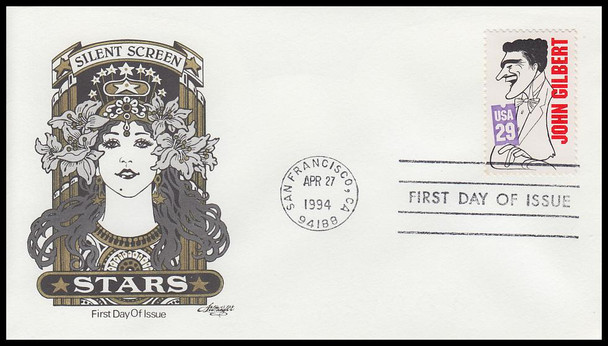 2819 - 2828 / 29c Stars of the Silent Screen Set of 10 Artmaster 1994 First Day Covers