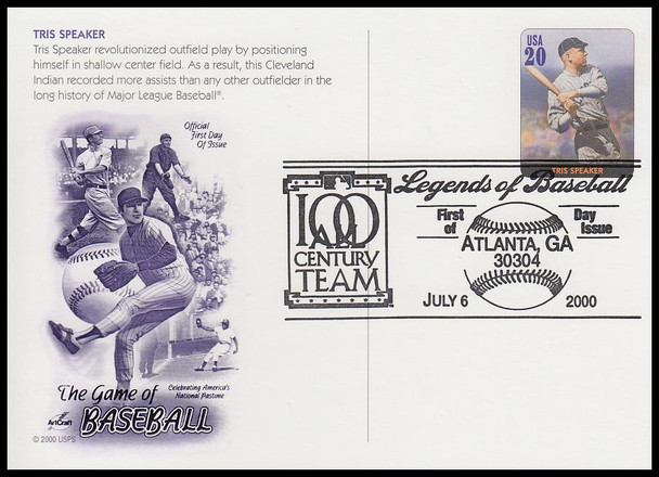 UX337 - UX356 / 20c Legends of Baseball Set of 20 Artcraft 2000 Postal Cards First Day Covers