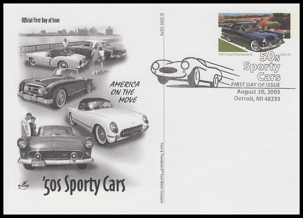 UX440 - UX444 / 23c Sporty Cars of the 50's Set of 5 Artcraft 2005 Postal Cards First Day Covers