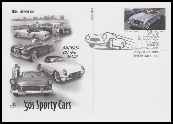 UX440 - UX444 / 23c Sporty Cars of the 50's Set of 5 Artcraft 2005 Postal Cards First Day Covers