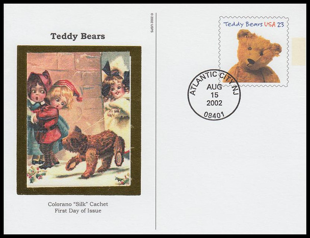 UX382 - UX385 / 23c Teddy Bears : 100th Anniversary Colorano Silk 2002 First Day Cover