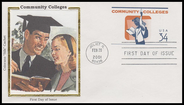 U648 / 34c Community Colleges 6¾ Postal Stationary Envelope 2001 Colorano Silk First Day Cover