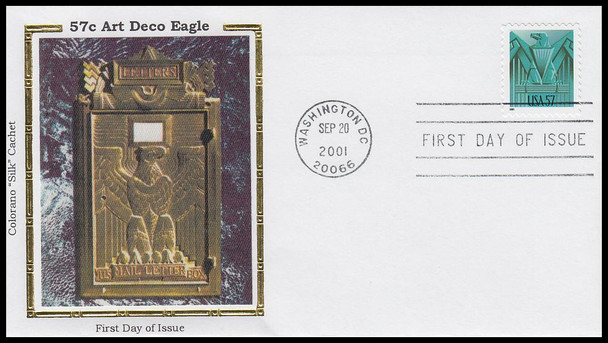 3471a / 57c Art Deco Eagle 2001 Colorano Silk First Day Cover