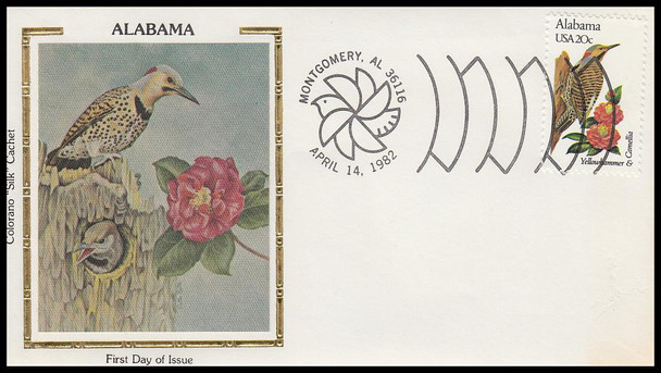 1953 - 2002 / 20c State Birds and Flowers State Capitol Postmarks Set of 50 Colorano Silk 1982 FDCs ( Very Light Tonning Throughtout )