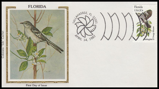 1953 - 2002 / 20c State Birds and Flowers State Capitol Postmarks Set of 50 Colorano Silk 1982 FDCs ( Very Light Tonning Throughtout )