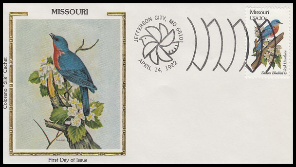 1953 - 2002 / 20c State Birds and Flowers State Capitol Postmarks Set of 50 Colorano Silk 1982 FDCs ( Very Light Tonning Throughtout )