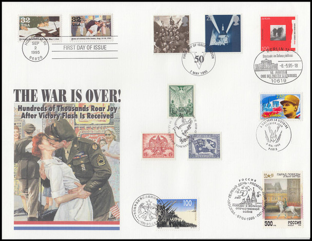 The War Is Over World War II 50th Anniversary 1995 Joint Combo Issue Oversized Large Format Fleetwood Cover