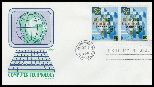 3106 / 32c Computer Technology Pair 1996 Artmaster First Day Cover