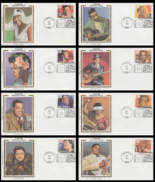 2854 - 2861 / 29c Jazz and Blues Singers Set of 8 Colorano Silk 1994 First Day Covers