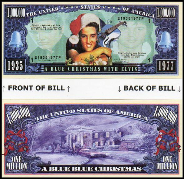 Elvis Presley : Blue Christmas Million Dollar Novelty Commemorative Bill