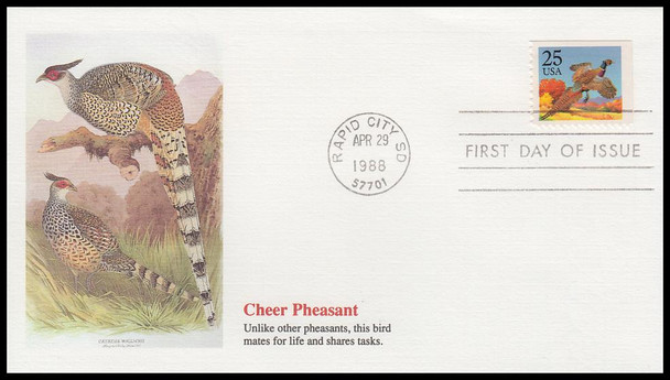 2283 / 25c Ring-Necked Pheasant Set of 10 Different Cachets 1988 Fleetwood FDCs