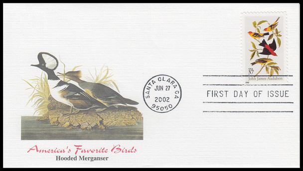 3650 / 37c John James Audubon : America's Favorite Birds Set of 18 Different Cachets 2002 Fleetwood FDCs