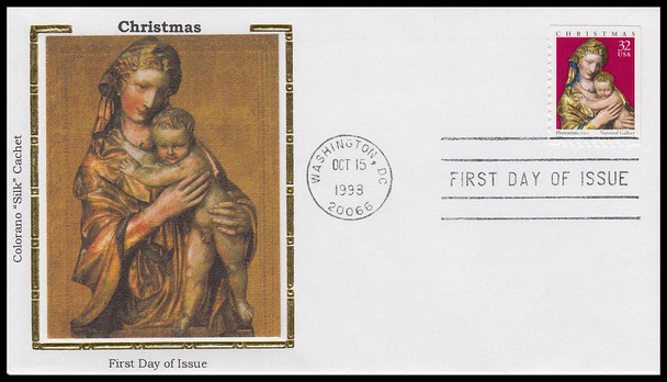 3244 / 32c Florentine Madonna and Child PSA Booklet Single Christmas 1998 Colorano Silk First Day Cover