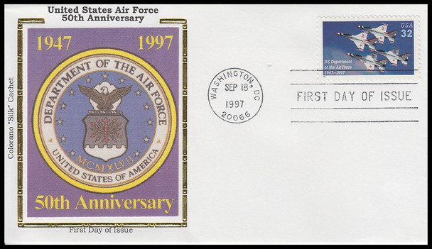 3167 / 32c U.S. Department of the Air Force : 50th Anniversary 1997 Colorano Silk First Day Cover