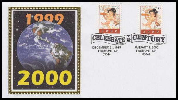 3369 / New Millennium 1999 : 2000 Celebrate The Century Dual Date Colorano Silk Event Cover