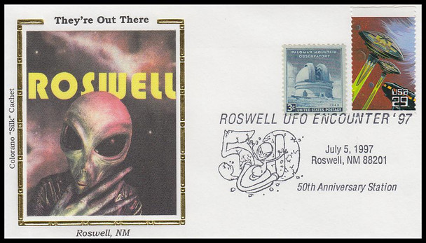 Roswell 50th Anniversary 1997 Colorano Silk Event Cover