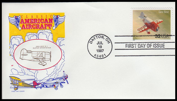 3142a - t / 32c Classic American Aircraft Set of 20 House of Farnam 1997 First Day Covers