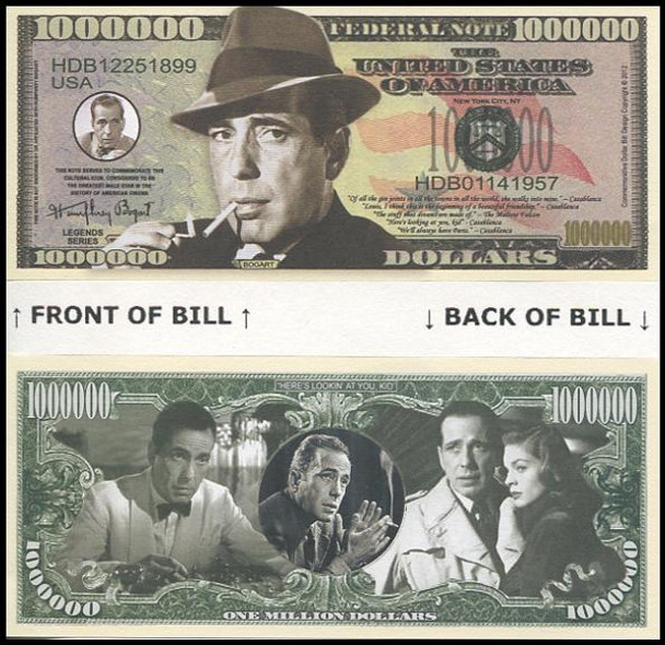Humphrey Bogart Million Dollar Novelty Commemorative Bill