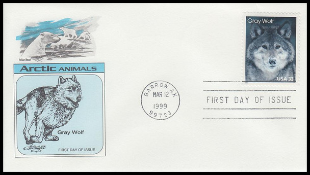 3288 - 3292 / 33c Arctic Animals Set of 5 Artmaster 1999 First Day Covers