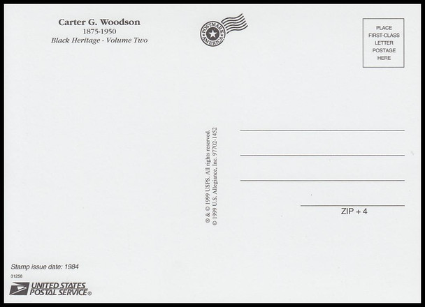 Carter G. Woodson : Black Heritage Stamp Collectible Jumbo Postcard