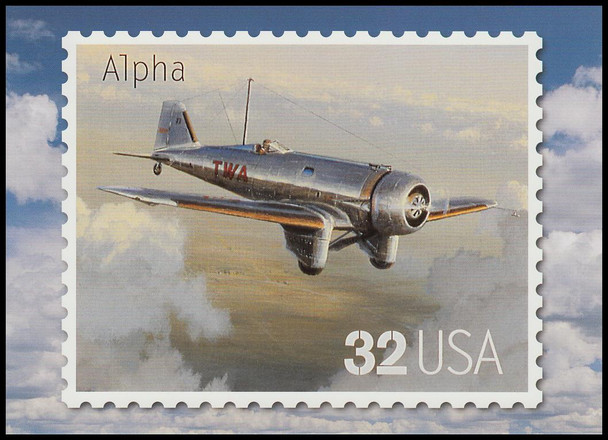 Alpha : Classic American  Aircraft Stamp Collectible Jumbo Postcard