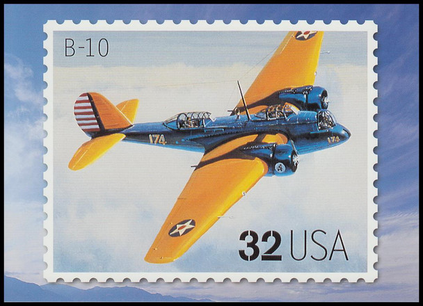 B-10 : Classic American  Aircraft Stamp Collectible Jumbo Postcard
