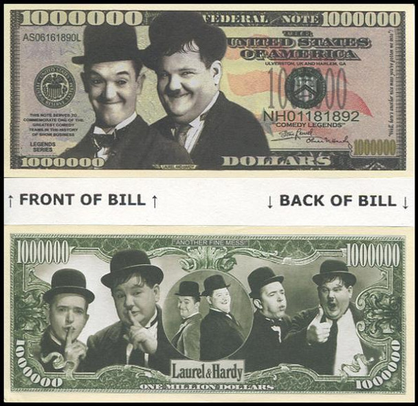 Laurel and Hardy Million Dollar Novelty Commemorative Bill