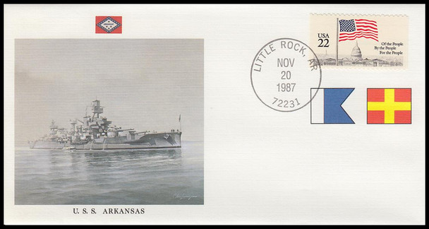 USS Arkansas : Great Fighting Ships of the 50 States on #9 Fleetwood Commemorative Cover