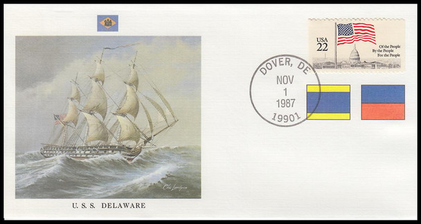USS Delaware : Great Fighting Ships of the 50 States on #9 Fleetwood Commemorative Cover