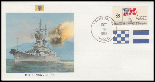 USS New Jersey : Great Fighting Ships of the 50 States on #9 Fleetwood Commemorative Cover