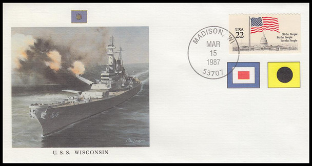 USS Wisconsin : Great Fighting Ships of the 50 States on #9 Fleetwood Commemorative Cover