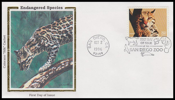 3105a-o / 32c Endangered Species Set of 15 Colorano Silk 1996 First Day Cover