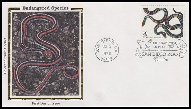 3105a-o / 32c Endangered Species Set of 15 Colorano Silk 1996 First Day Cover