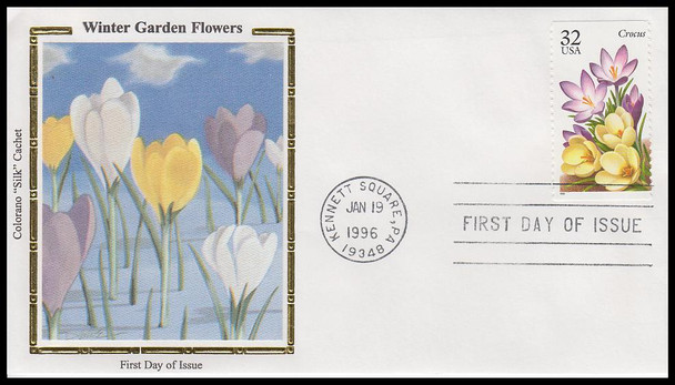 3025 - 3029 / 32c Winter Garden Flowers Set of 5 Colorano Silk 1996 First Day Covers